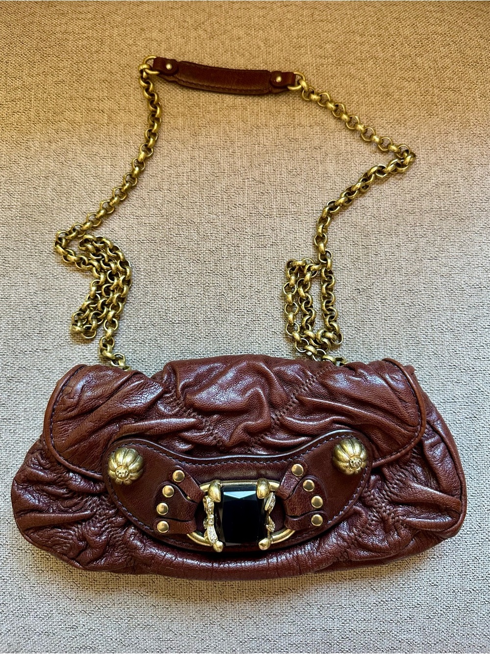 Vintage Y2K Juicy Couture Cynthia Bag Pam and Gela Darn Brown Leather Crossbody